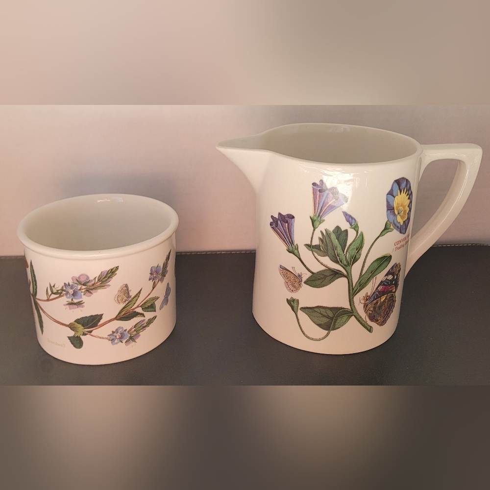 Portmeirion Botanic Garden Plant Sugar Open Pot And Sm Pitcher Butterfly Flowers